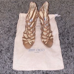 Jimmy Choo Metallic Leather Lizard Print Sandals